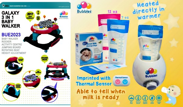 A closer look at the other two winning products: Bubbles Baby Walker and Bubbles Double Ziplock Breastmilk Bags.