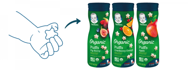 baby led weaning with Gerber Organic Puffs