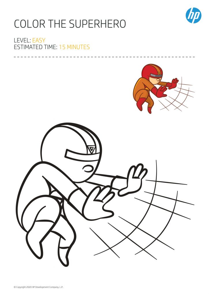 print the 'Colour the superhero' by HP Printer 