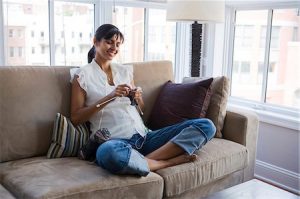 Pregnant Woman Knitting