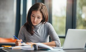 woman is studying. as part of her passion