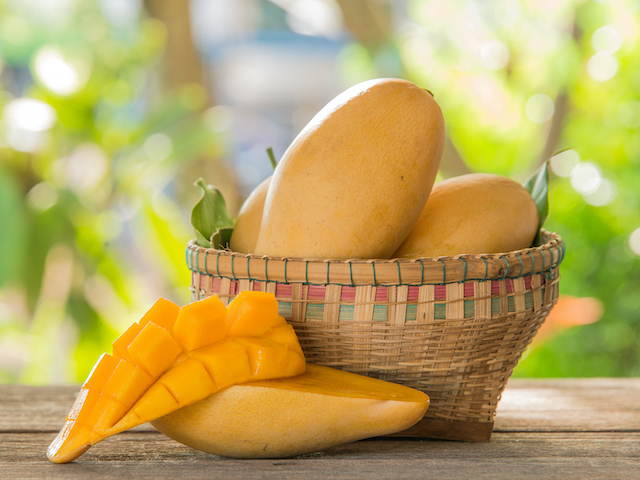 mangoes in a basket