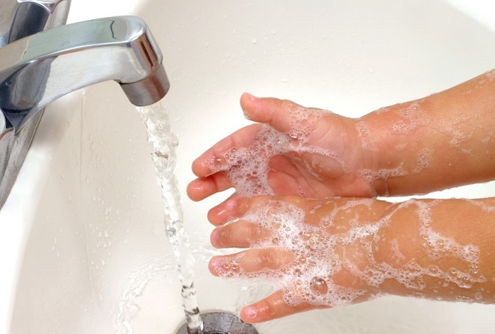 wash hands with soap at pre-school