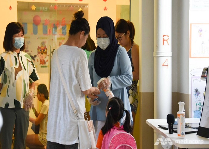 mother and teacher at pre-school