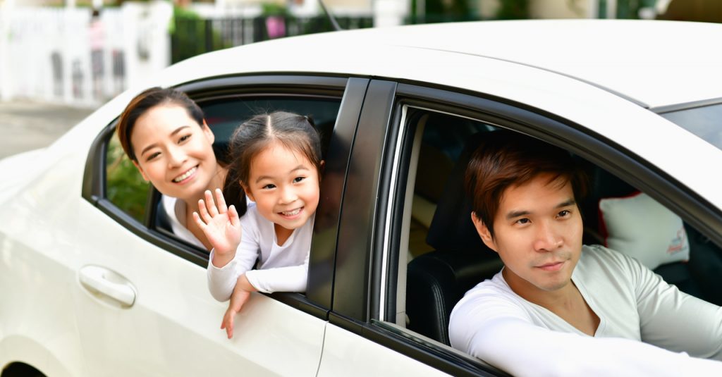 family in a car