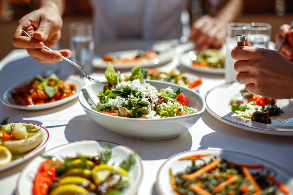 Dinner Table Filled With Food