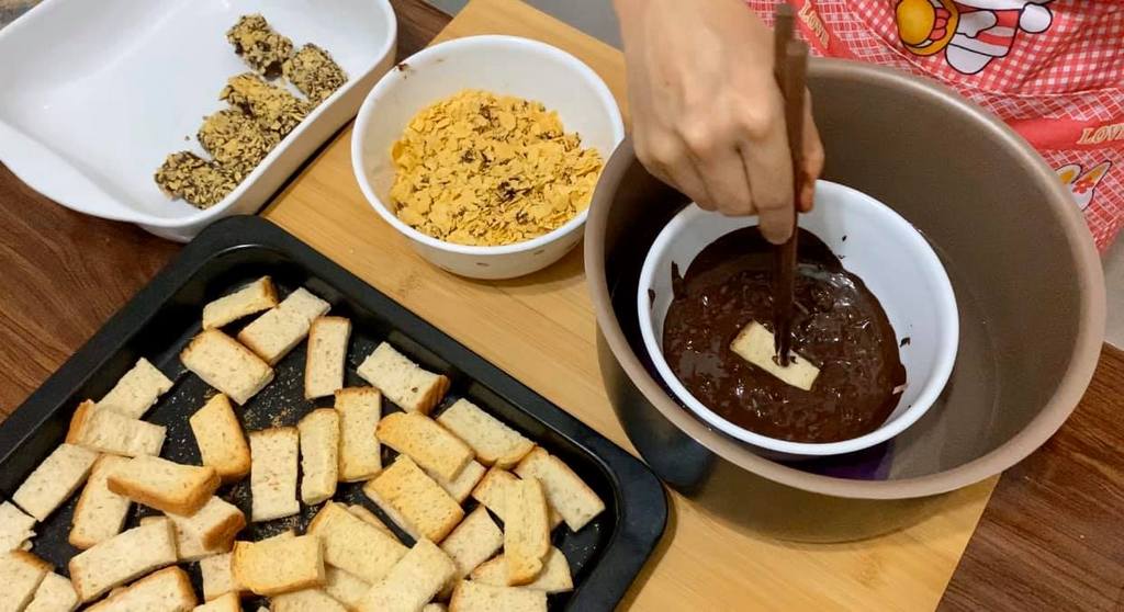 main ingredients for Dark Chocolate Cornflakes Finger Breadstick