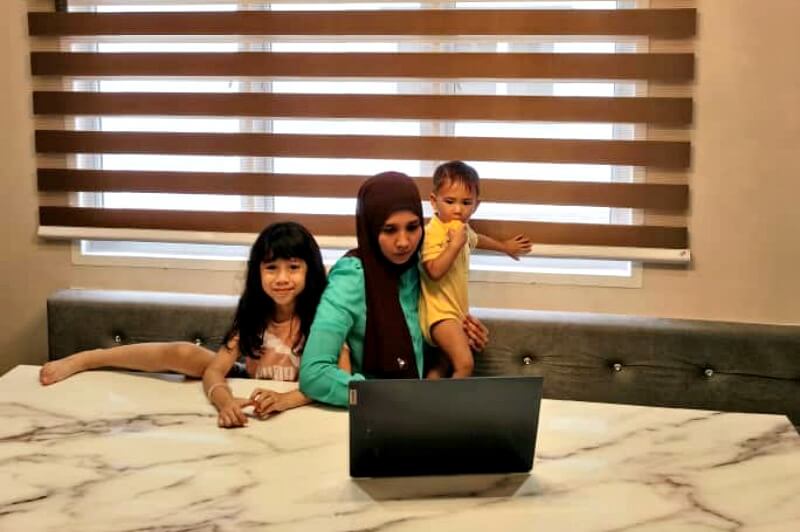 Eryna likes to practice ballet on the table while mom is trying to have Zoom meetings with her teams. It can be very hard taking care of children while running an online business at home.