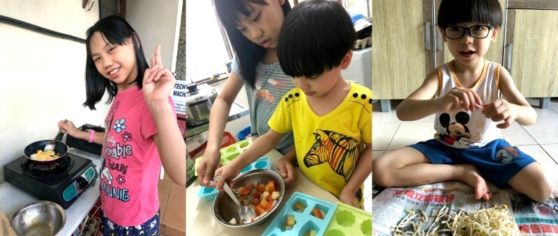 During MCO, the children helped out with many household activities like preparing meals. 