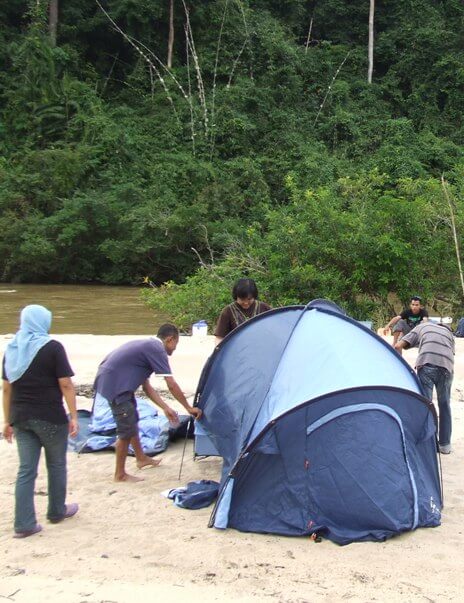 a family camping together