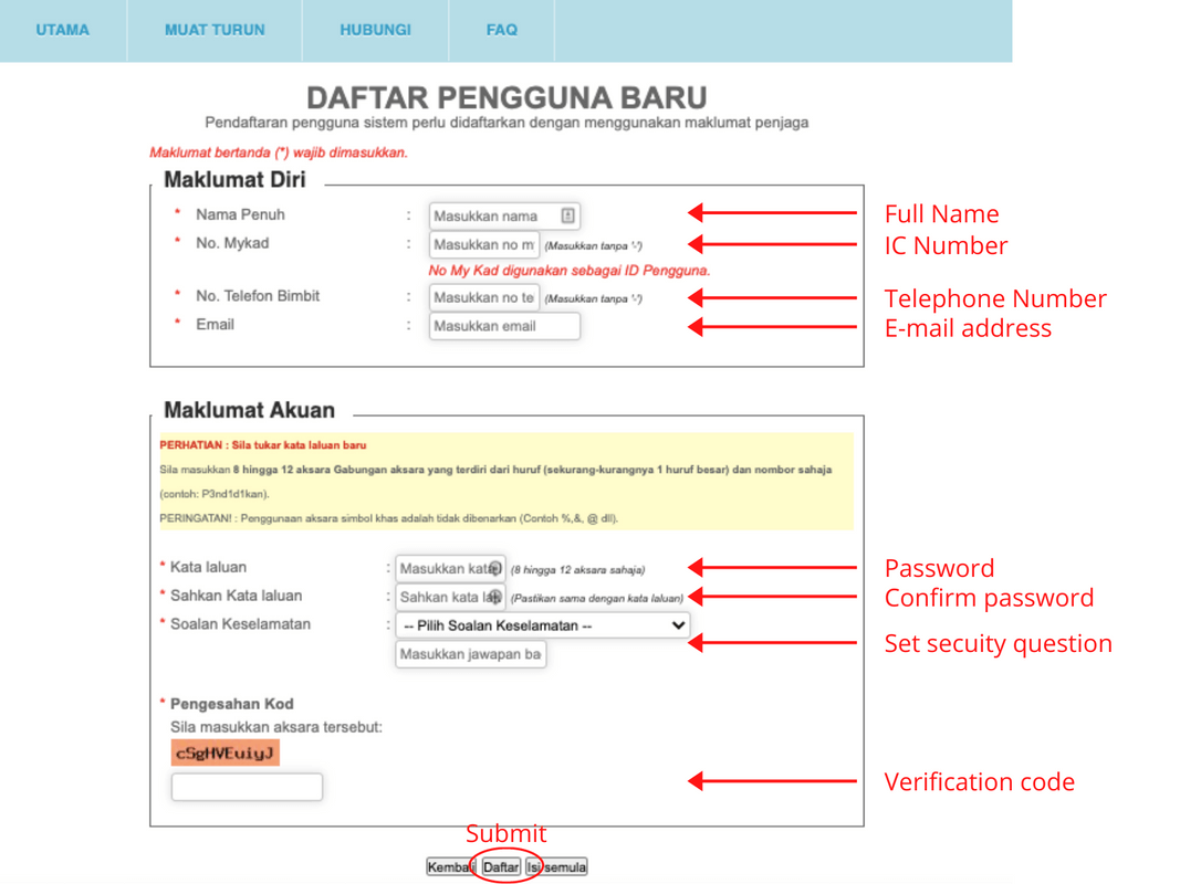 Primary School Registration intake 2022/2023 | register for new user