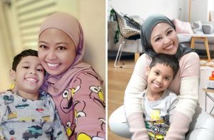 farah waheda with her son