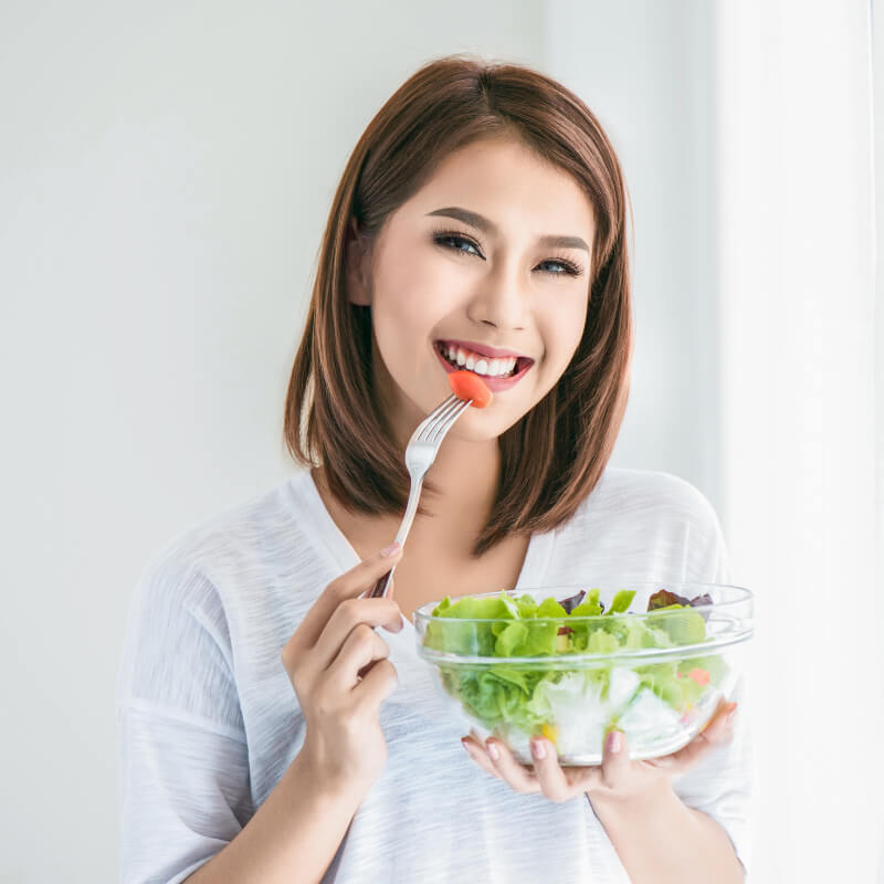 A lady eating healthy