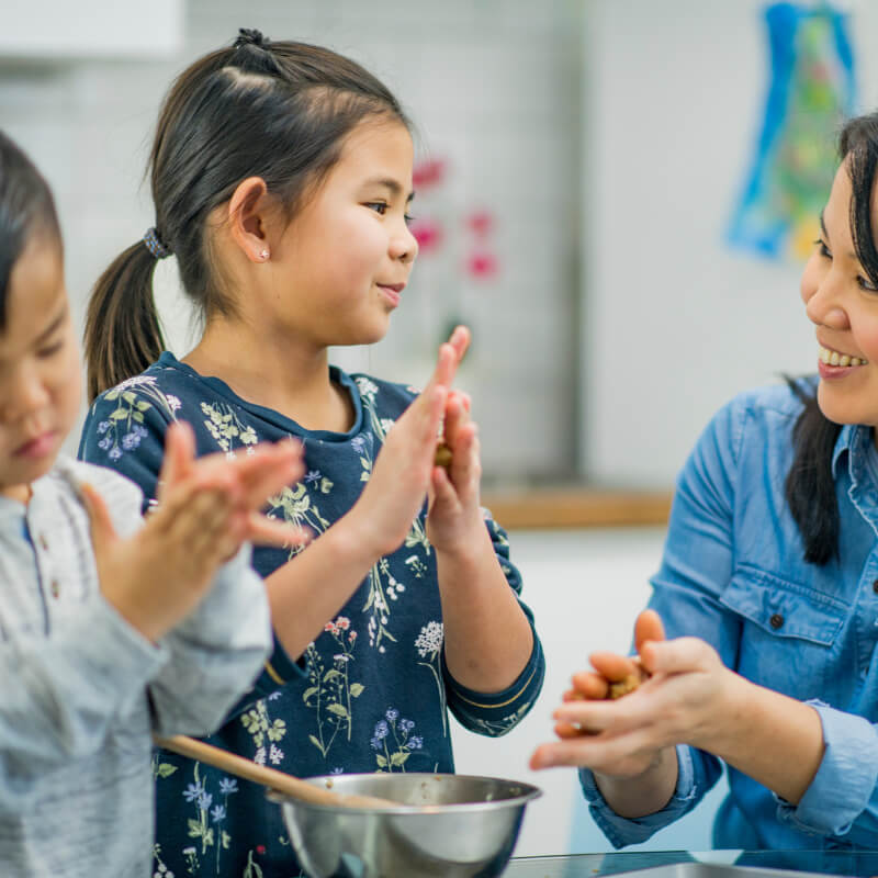 A family cooking together