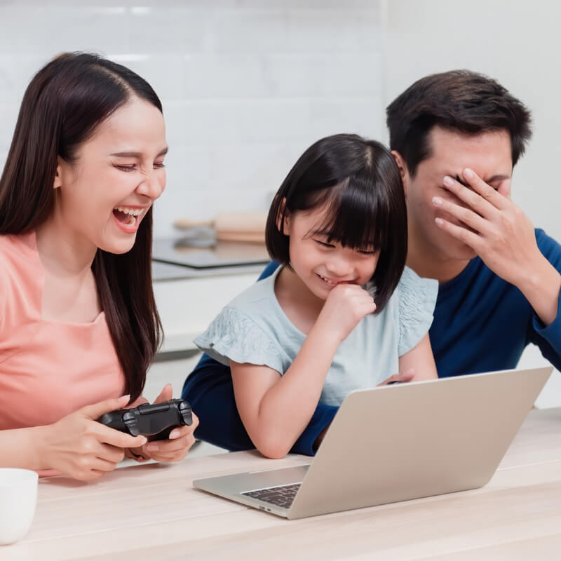 A family playing games together