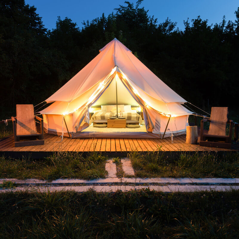 Glamping at night