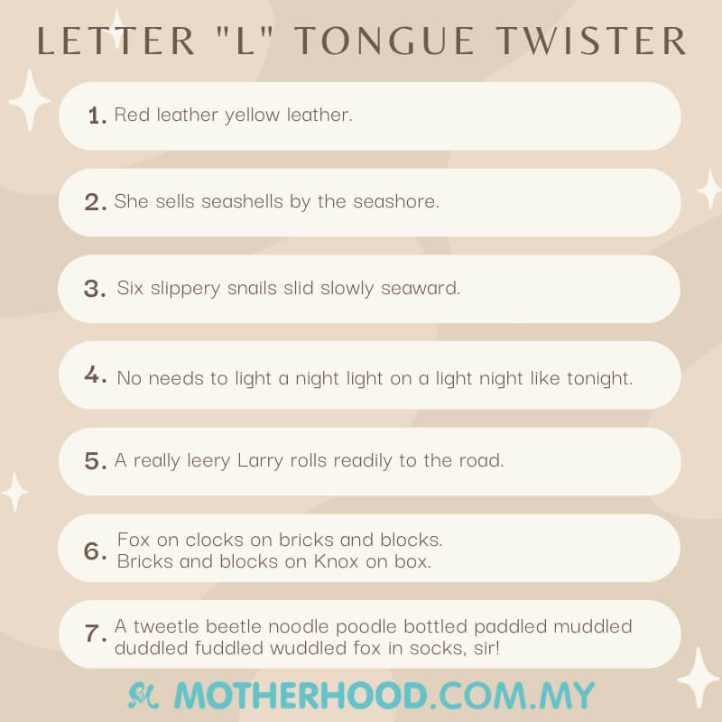 the list of tongue twister for speech therapy