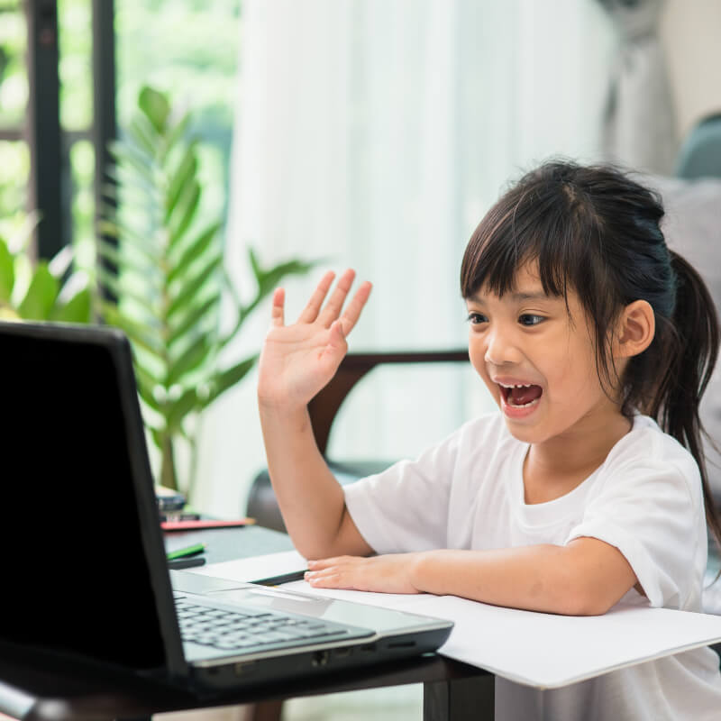 A girl on a video call