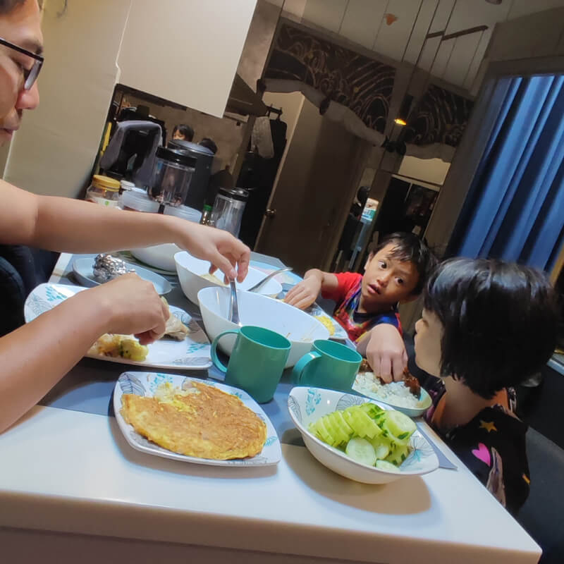 family eating sahur during Ramadan