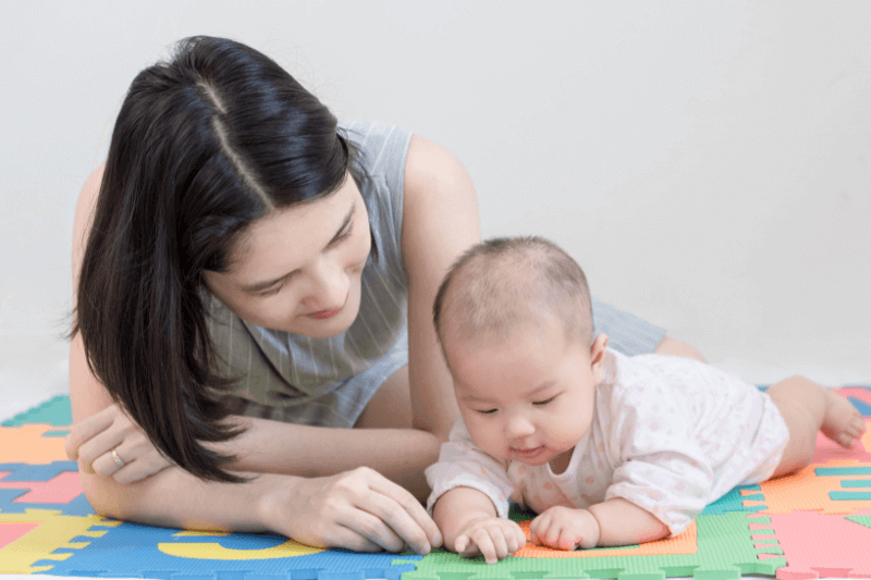 mother and baby tummy time