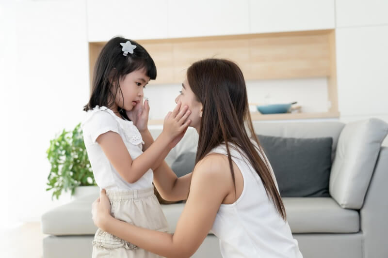 young girl and mother